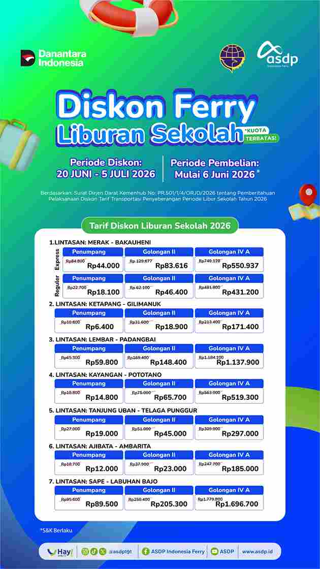 Diskon Ferry Libur Sekolah