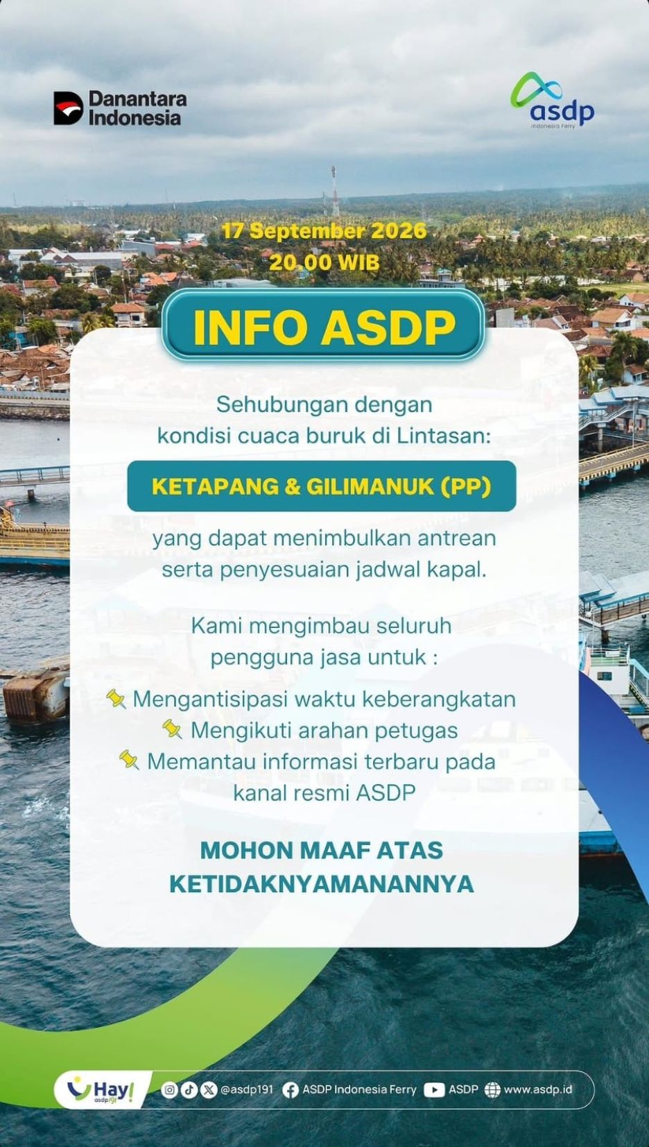Kondisi Cuaca Pada Lintasan Ketapang & Gilimanuk