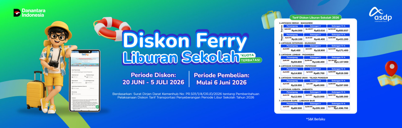 Diskon Ferry Liburan Sekolah